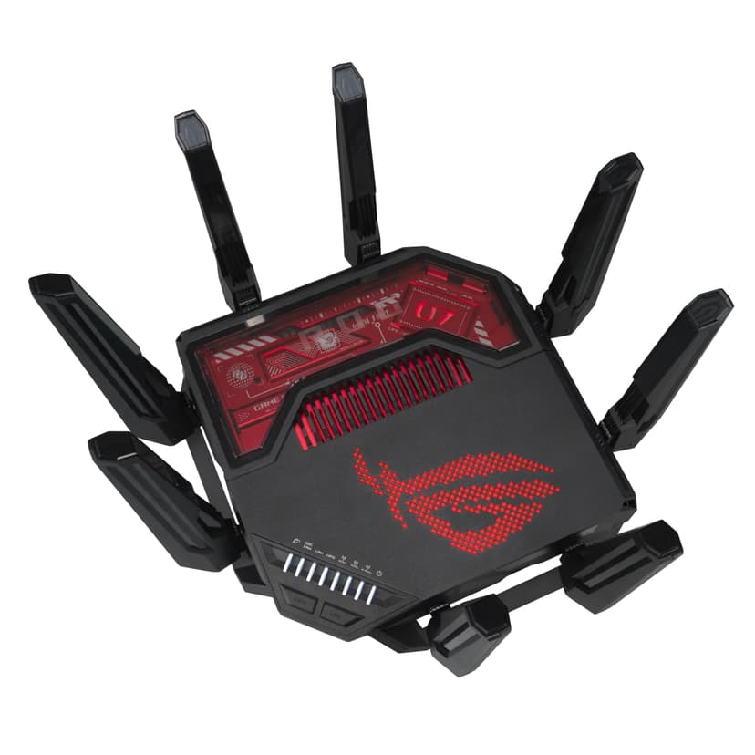ASUS ROG Rapture GT-BE19000 Tri-band WiFi 7 Gaming Router (320MHz Channels & 4k-QAM, MLO, 2x 10G ports, AI WAN detection, Triple-level Game Acceleration, AiMesh, free network security, VPN features) - 4