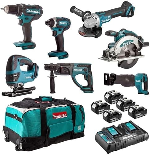 7-teiliges Set DSS610 + DTD152 + DDF482 + DGA504 + DHR202 + DJR186 + DJV180 MAKITA DLX7013PT1