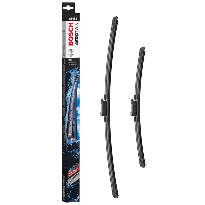 Bosch Wiper Blade Aerotwin A555S, Length: 600mm/400mm – Set of Front Wiper Blades - Only for Left-Hand Drive (EU) - 1