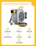 GLAHODEN Retractable Garden Hose Reel 1/2 in x 140 ft, 2025 Upgraded Dual Ratchet Lock UV & Freeze Protection Brass Seal Slow Retraction Anti-Tangle Hose 180°Swivel Reinforced Scaffold Wall Mount - 2