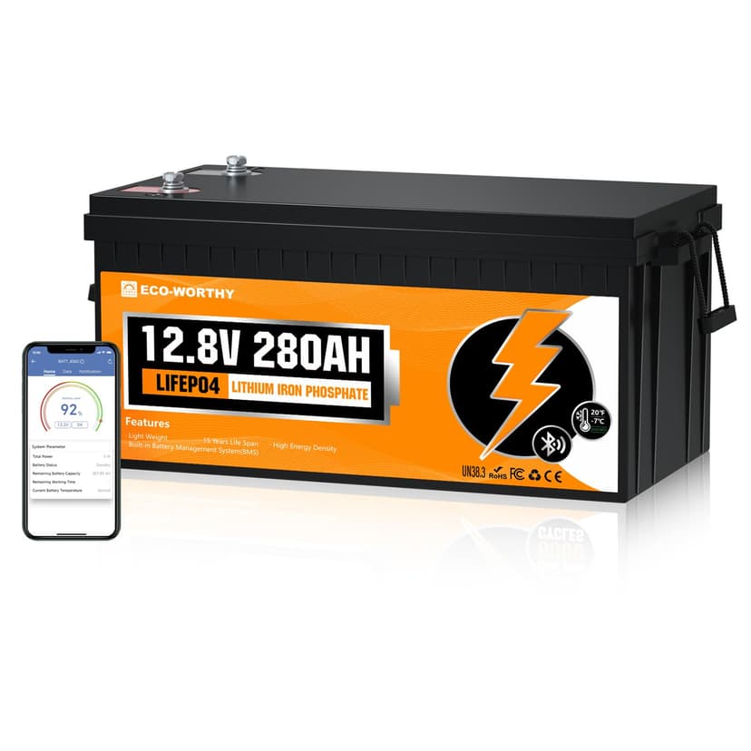 ECO-WORTHY Bluetooth Batterie Lithium 12V 280AH LiFePO4 a… - 1