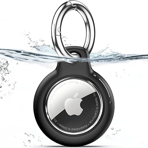 TNSNK Waterproof for Apple Airtag Holder Case with Lock, Airtag Pendant Keyring Case with Keychain for Luggage/Bicycles/Pets