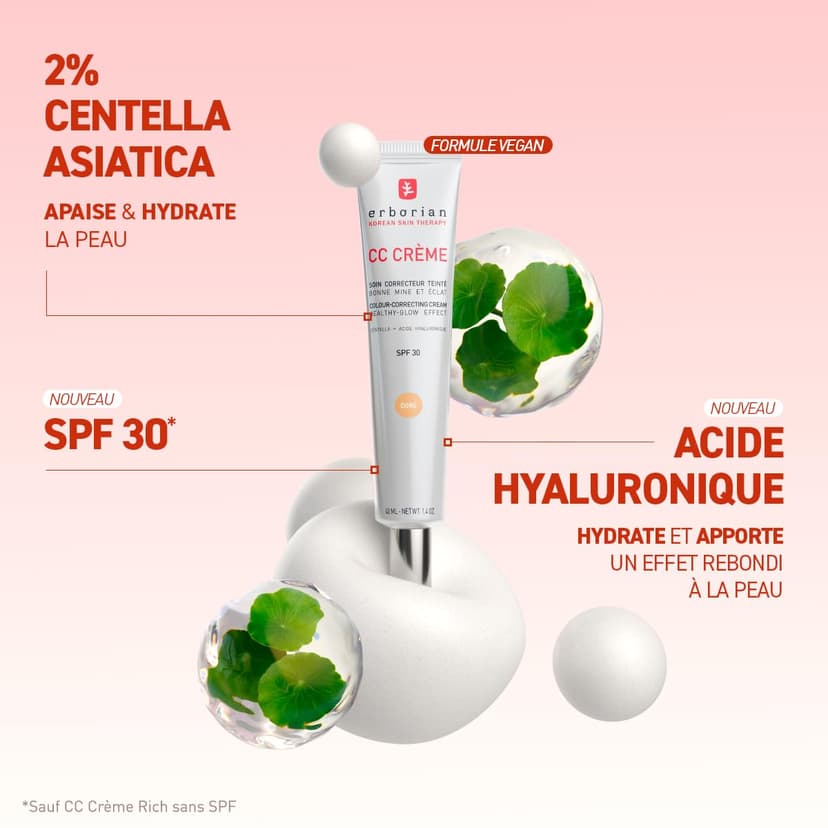 Erborian - CC Cream with Centella Asiatica- Color Correcting Cream with Healthy Glow Effect - Natural and Luminous Finish - Long-Lasting Hydration - Korean Cosmetic Care - Doré 15 ml - 5