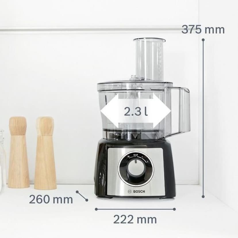 Bosch MultiTalent 3 MCM3501M — Versatile Food Processor with 50+ Functions — 800 W — 2.3 L Capacity — Colour: Black/Brushed Stainless Steel - 4