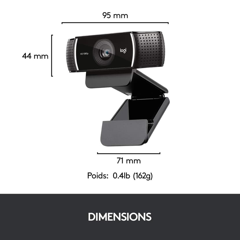 Logitech C922 Pro Stream Webcam, Streaming Ultrarapide HD 1080p/30ips/HD 720p/60ims, Audio Stéréo, Correction HD, Mise au Point Automatique, Youtube, Twitch, Camera PC/Mac/Portable/Macbook/Tablette - 8