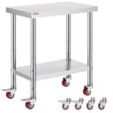VEVOR Work Table 30 x 18 x 34 Inches Stainless Steel Catering Work Table 100 kg for Load Capacity Food Preparation Table Commercial Work Table for Kitchen Bar Restaurant 4 Adjustable Feet, Metallic - 1