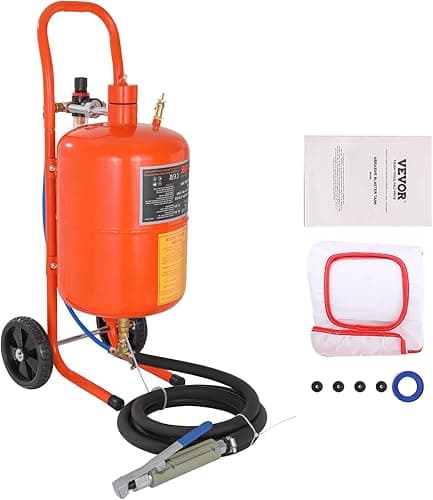 VEVOR Mobile Sandblasting Machine 18.92L Sandblasting System 96" Work Hose Sand Blaster 60-110PSI Working Pressure Ideal for Removing Rust, Paint, Stains and Polishing Large Areas
