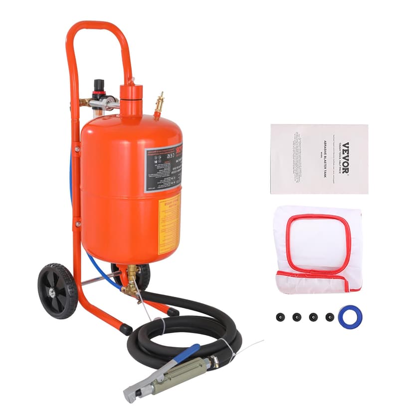 VEVOR Mobile Sandblasting Machine 18.92L Sandblasting System 96" Work Hose Sand Blaster 60-110PSI Working Pressure Ideal for Removing Rust, Paint, Stains and Polishing Large Areas - 1