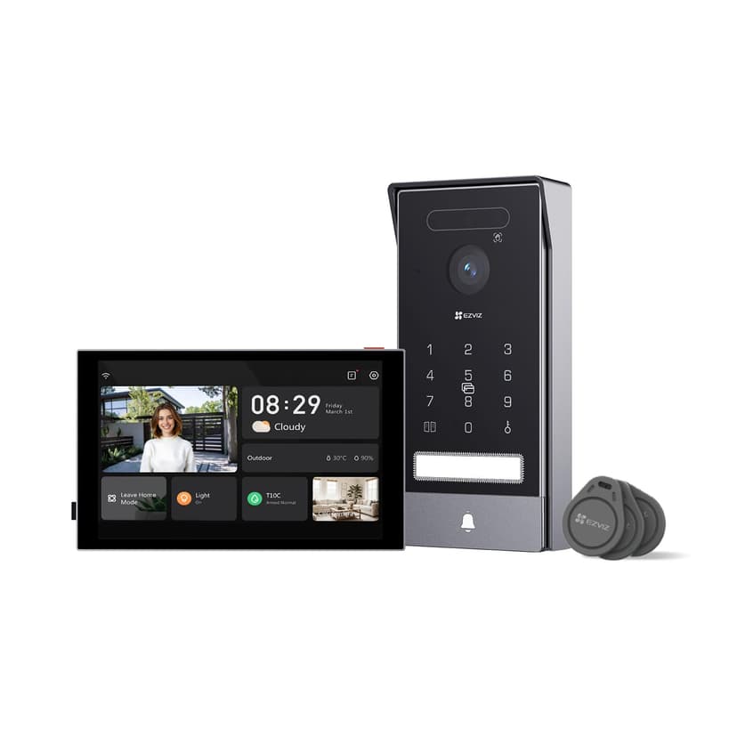 EZVIZ 4K Connected Video Intercom Doorphone, 8 Inch Touch Monitor, Palm/Face Recognition, Remote Unlock, 2 Wires, Human Detection, RFID Option, Waterproof, Dual-Band WiFi, HP7 Pro - 1