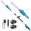 SEESII Telescopic Hedge Trimmer Battery 20 Inches, Lightweight 3.9 kg for Elderly and Women, 4.4 m Reach, 600 W Motor with 2 x 4.0Ah Batteries, Adjustable Head 135°, Electric Hedge Trimmer for High - 1