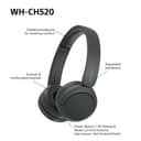 Sony WH-CH520 Wireless Bluetooth On-Ear Headphones, Lightweight Design, Up to 50hr Battery Life, Quick Charge, EQ, Clear Call Quality, iOS & Android - Black - 8