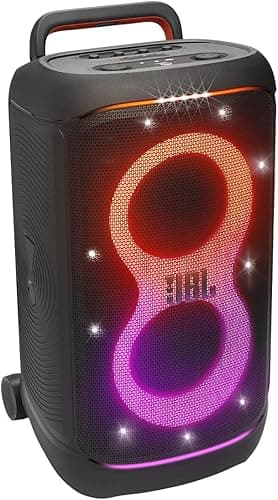 JBL Partybox 520, Wireless Bluetooth Party Speaker, 15H Playtime, Portable Design, Dynamic Light Show, IPX4 Splashproof, Multi-Speaker Connection, AI Sound Boost, Microphone Input, Black