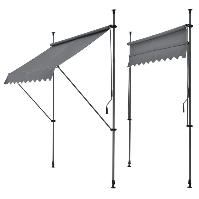 Clamp awning 150 x 120 x 200-300cm Awning Balcony awning Sun protection without drilling Medium grey - 2
