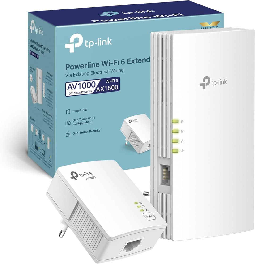 TP-Link TL-WPA7817 Powerline Kit, AV1000Mbps and AX1500Mbps on WiFi 6 Dual Band, Without Socket, Homeplug AV2, Plug & Play, Gigabit Ethernet Port, Auto-Sync, EasyMesh, Compatible with All Routers