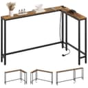 YATINEY Narrow Console Table Entrance Table 15cm Wide Hallway Table 1AC and 2 USB Ports Living Room Hallway Behind Sofa 3 Combination Modes Vintage Brown and Black XCT07CBR - 1
