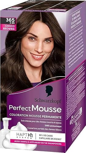 Schwarzkopf - Perfect Mousse - Coloration Cheveux - Mousse Permanente sans Ammoniaque - Masque Soin 96 % d'ingrédients d'origine naturelle - Choco Brownie 365, 1 Unité (Lot de 1)