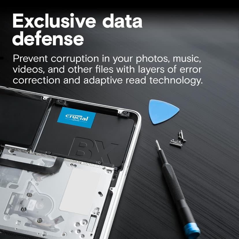 Crucial BX500 SATA SSD 2TB, 2.5", Up to 540MB/s, Laptop and Desktop (PC) Compatible, 3D NAND, Dynamic Write Acceleration, Internal Solid State Drive - CT2000BX500SSD101 - 3