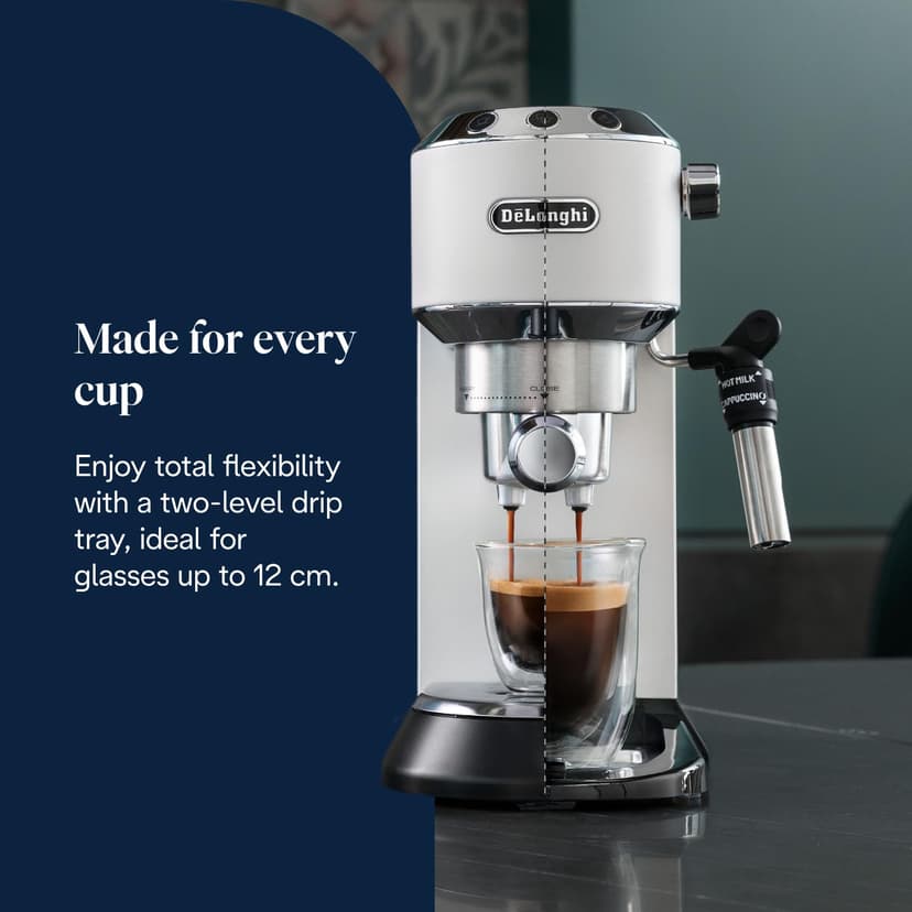 De'Longhi EC685.W Dedica Style Pump Espresso, Metal, 1.45 W, 1 Liter, White - 7