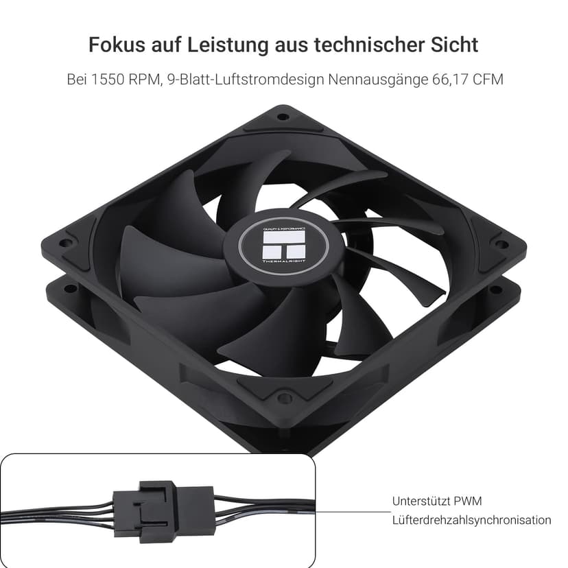Thermalright TL-C12C X3 CPU Fan 120mm Case Cooler Fan, 4pin PWM Silent Computer Fan avec roulement S-FDB inclus, jusqu’à 1550RPM ventilateur de refroidissement (3 quantités) - 3
