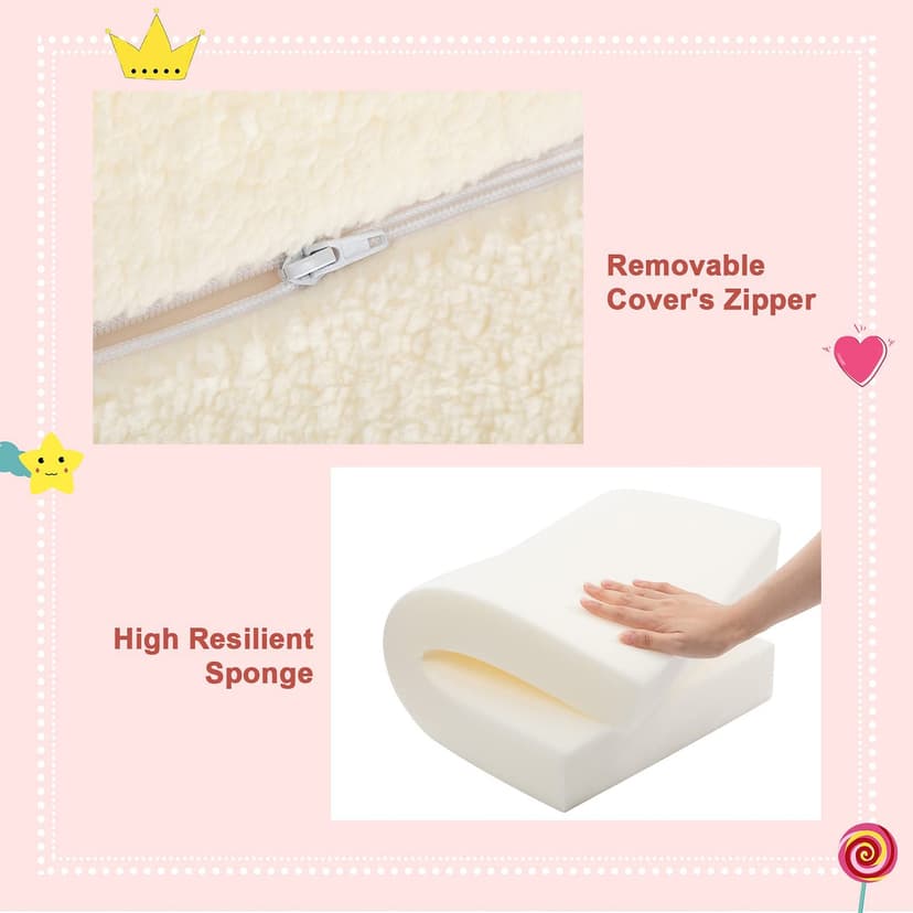 BEJOY Kids Sofa Bed 2-in-1 Flip Out Cuddly Sherpa Toddler Couch Convertible Chair to Lounger Children Sofa Bed Children's Day and Birthday Gift for Girls Boys, White - 3