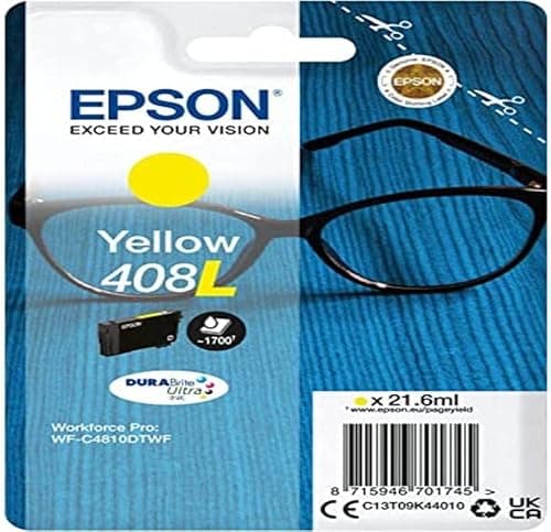 Epson Genuine Ink Singlepack High Yield Yellow 408 XL DURABrite Ultra