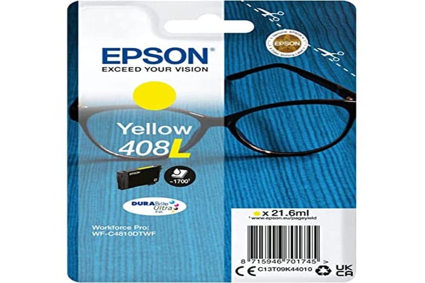 Epson Genuine Ink Singlepack High Yield Yellow 408 XL DURABrite Ultra - 1