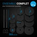 ArtSport Ensemble d'haltères 20 kg – Ensemble d'entraînement de musculation avec 2 haltères courts, 12 disques d'haltères, 4 fermetures en étoile et poignées antidérapantes pour la maison - 5