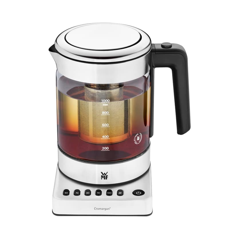 WMF KITCHENminis Bouilloire théière électrique en verre, 1 L, 1900 W, 5 niveaux de température, Maintien au chaud, Sans Fil, Qualité Schott Duran, Filtre thé intégré, Design Inox & Compact 0413180012 - 7