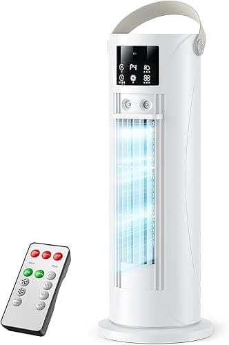 Climatiseur Mobile 4 en 1 Silencieux 28dB, Rafraîchisseur d’Air Mode Tempête, Oscillation 120°, 4 Vitesses Vent Naturel 3D Sommeil, 2 Brumisations, Minuterie 8H pour Chambre Bureau（Blanc ）
