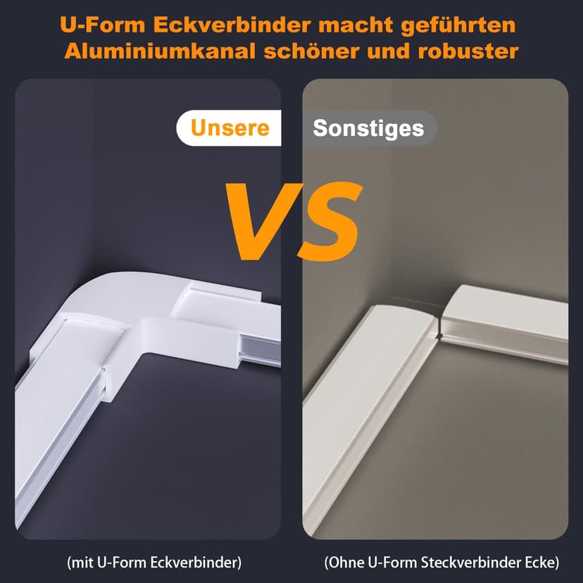 Chesbung Lot de 6 profilés LED en aluminium 1 m en forme de U pour bandes LED jusqu'à 12 mm avec couvercles en blanc laiteux, embouts et matériel de montage - 6