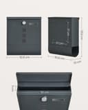 SONGMICS GMB20AG Wall-Mounted Post Box with Lock with Rotating Lid, Viewing Window, Name Holder, Newspaper Compartment, Easy Assembly, 10 x 30.8 x 33.8 cm, Charcoal Grey - 6