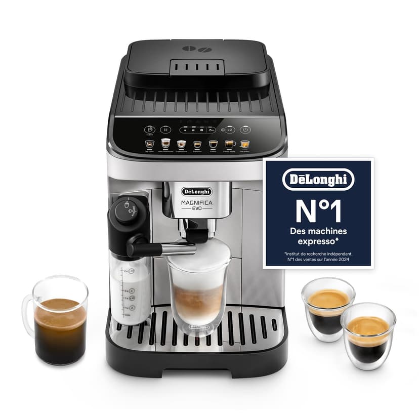 De’Longhi Magnifica Evo - Perfetto Machine à Café Automatique avec LatteCrema Mousseur à Lait Automatique, 7 Boissons en une Seule Touche, Commandes Soft Touch, Argent et Noir (ECAM292.81.SB) - 1