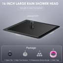 KINLIV Grand pommeau de douche à effet pluie noir mat de 40,6 cm, entièrement en métal en acier inoxydable 304, douche à effet pluie avec 324 buses en silicone – Pommeau de douche carré pour salle de - 6