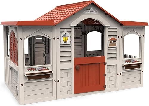 Chicos - Large Children's House for Outdoor and Indoor | Made of Strong and Durable Plastic | Beige with Red Roof (89650)