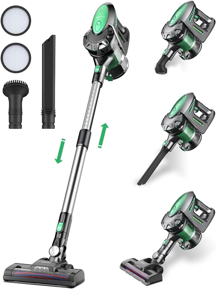 Vactidy Blitz V9 Cordless Vacuum Cleaner, 30000pa Suction with Powerful Brushless Motor, Lightweight Stick Vacuum with LED Headlights, Max 45 Mins Runtime for Carpet Floor Pet Hair Cleaning (Silver) - 1