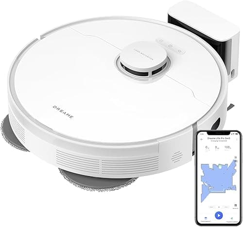 dreame L10s Pro Gen 3 Robot Vacuum Cleaner, 13,000 Pa, DuoScrub Floor Washing System, 7mm Automatic Lift Mop, Powerful Carpet/Carpet Cleaning, 5200mAh Battery