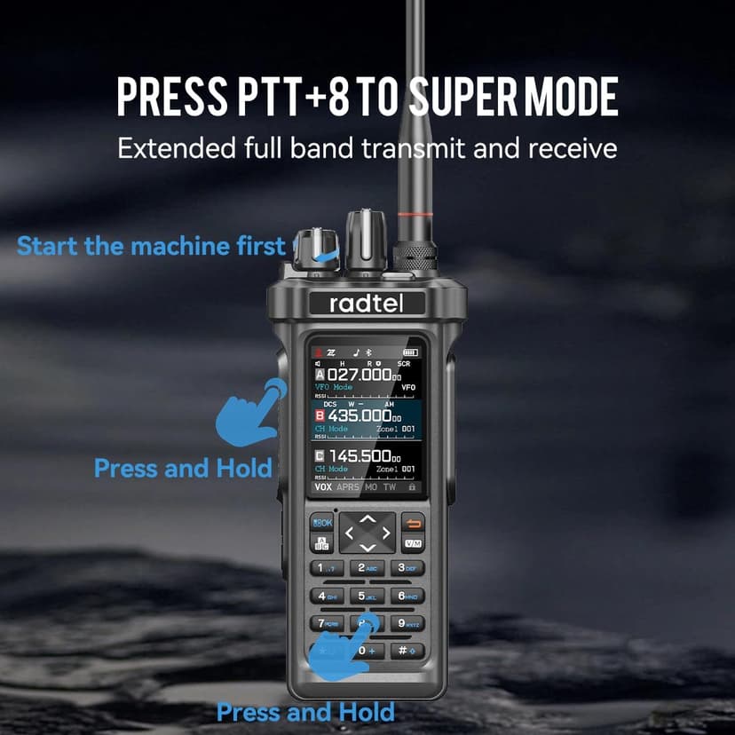 Radtel RT-950 PRO Ham Radio GPS/APRS, 10W Walkie Talkie Long Range Handheld Two Way Radio, AM/FM/CB/SW/MW/LW Reception, Bluetooth APP Programming (with Programming Cable Extra Battery) - 6