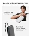 CUKTECH 45W Power Bank, 20000mAh Portable Charger with Built in USB C Cable, Fast Charging Battery Pack with 3 Output 2 Input for iPhone16 Series, Samsung, Pixel, iPad and More (Black) - 4