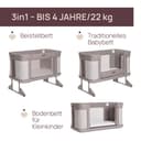 Chicco Next2Me Forever, Lit Bébé 3en1, Jusqu’à 4 Ans (22 Kg), Compatible avec Différents Lits, Berceau Bébé 3en1, Hauteur Réglable, Bonne Circulation de l'Air, 4 Roues, Matelas Inclus - 3