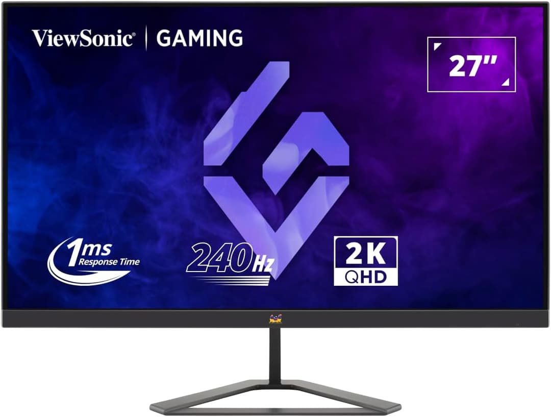ViewSonic VX2758A-2K-PRO-3 27 Inch IPS Gaming Monitor with 2K QHD (2560x1440), 240Hz, 1ms MPRT, AMD FreeSync Premium, Tilt Adjustable, Dual HDMI & DP