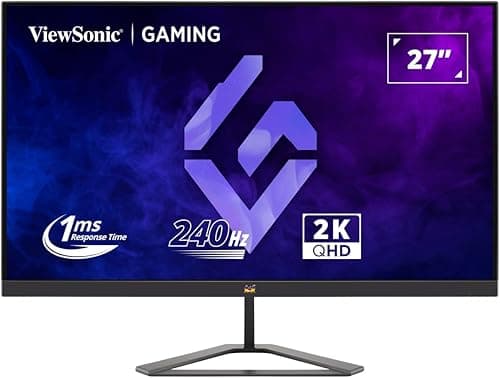 ViewSonic VX2758A-2K-PRO-3 27 Inch IPS Gaming Monitor with 2K QHD (2560x1440), 240Hz, 1ms MPRT, AMD FreeSync Premium, Tilt Adjustable, Dual HDMI & DP