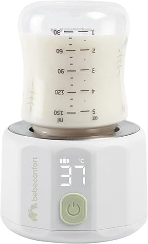 Bebeconfort Chauffe-biberon digital nomade, Chauffe-biberon portable pour bébé, Compact L6,5 x l6,5 x h8 cm, Poids léger (280 g), Écran digital, Batterie durable, Contrôle de la température