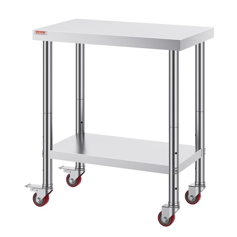 VEVOR Work Table 30 x 18 x 34 Inches Stainless Steel Catering Work Table 100 kg for Load Capacity Food Preparation Table Commercial Work Table for Kitchen Bar Restaurant 4 Adjustable Feet, Metallic - 9