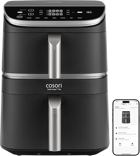 COSORI Air Fryer 10,8L Turbo Tower Pro Smart,Double Stack Wifi,Friteuse sans huile avec revêtement céramique,Dual Blaze&Turbo Blaze,3 Niveaux Cuisson,7 Programmes,Économie d’énergie,300+ Recettes
