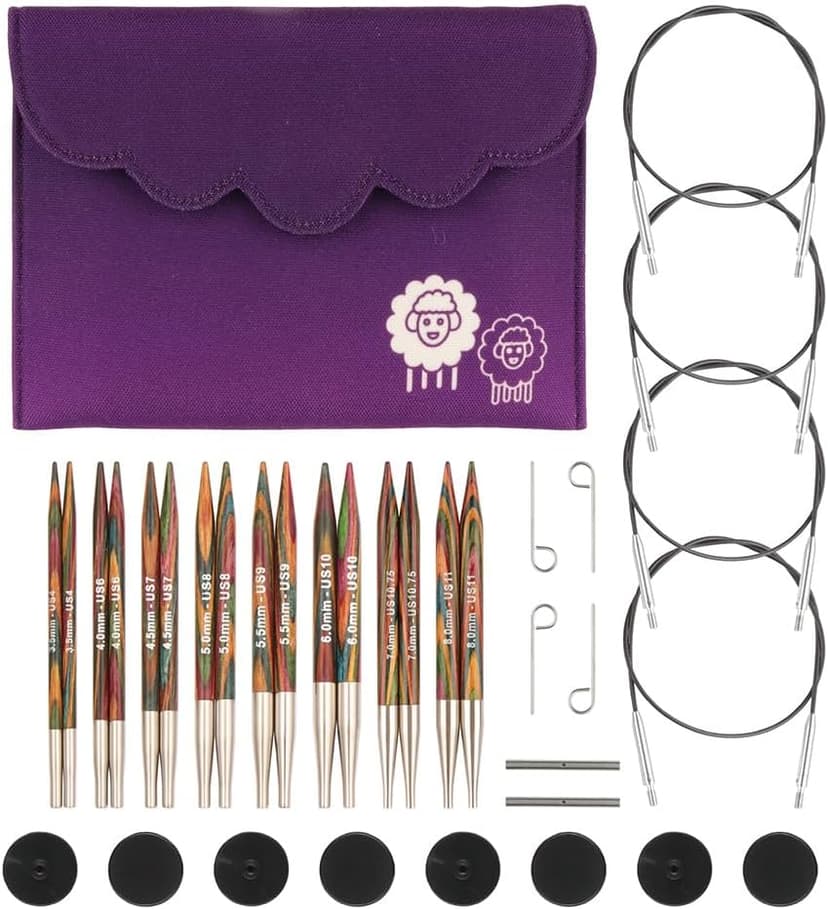 KnitPro Symfonie Deluxe Interchangeable Circular Needle Set 5" (13cm) | 8 Sizes (3.5mm to 8mm) - 1