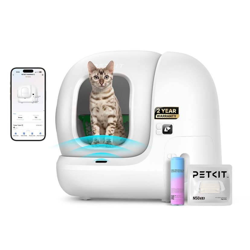 PETKIT Pura Max 2 Self-Cleaning Cat Litter Tray, 76 L Cat Litter Tray, Self-Cleaning, xSecure, Odour Removal, App Control, Large Capacity, for Multiple Cats (Deodorant and Sand Cushion Free, with N50) - 1
