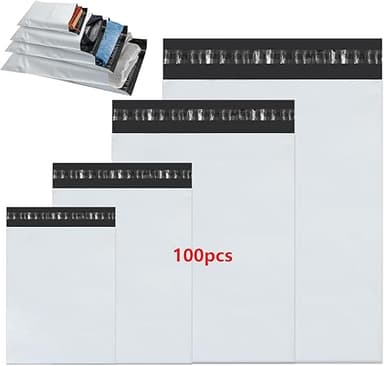 Enveloppe Plastique Expedition, 100pcs 4 tailles assortie…