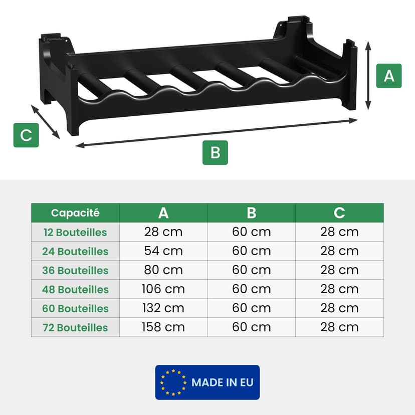 Modular Wine Rack, Bottle Rack, Bottle Storage, Bottle Holder, Wine Holder, plastic, Gris Anthrazit, 24 emplacements de bouteilles - 5