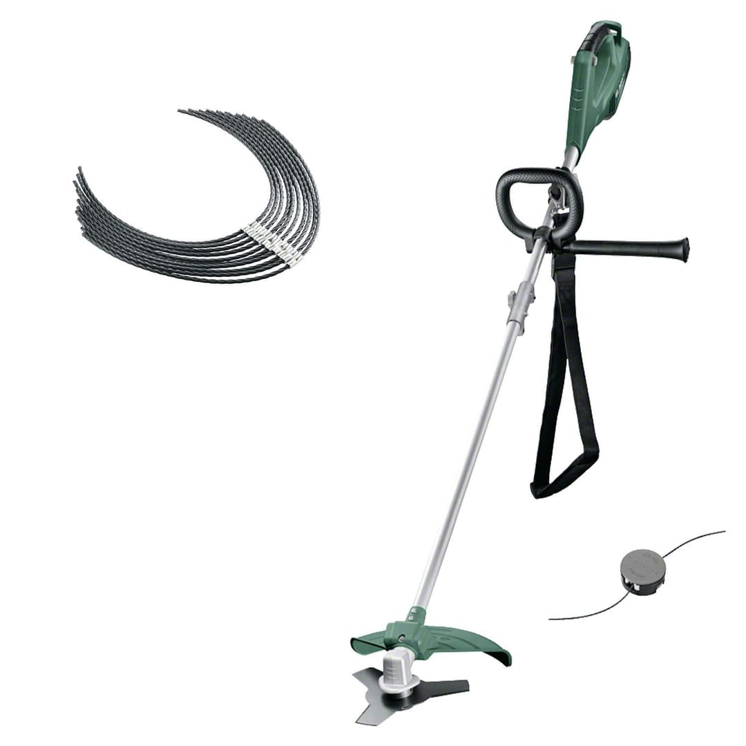 Débroussailleuse Bosch - AFS 23-37 (1000W, avec Lame à 3 Dents, Bobine pour Fil de Coupe, 3 Fils de Coupe, poignée supplémentaire, Capot de Protection) + Fil Ultra-résistant Bosch - pour AFS 23–37