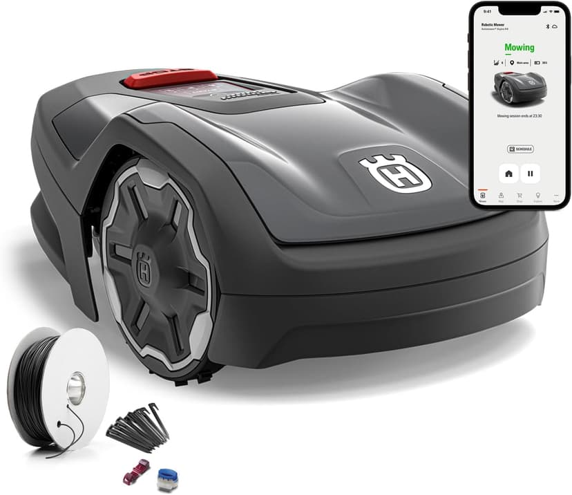 Husqvarna Automower Aspire R4 Robot Lawn Mower for 400 m² of Area, Cordless Lawn Mower, Control via Connect App (with Voice Control, Wi-Fi, Bluetooth) and Installation Kit - 1